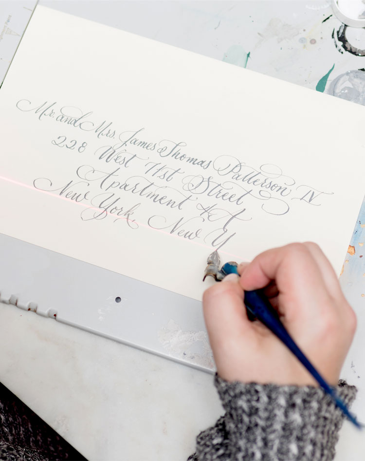 Pointed Pen calligraphy envelope addressing