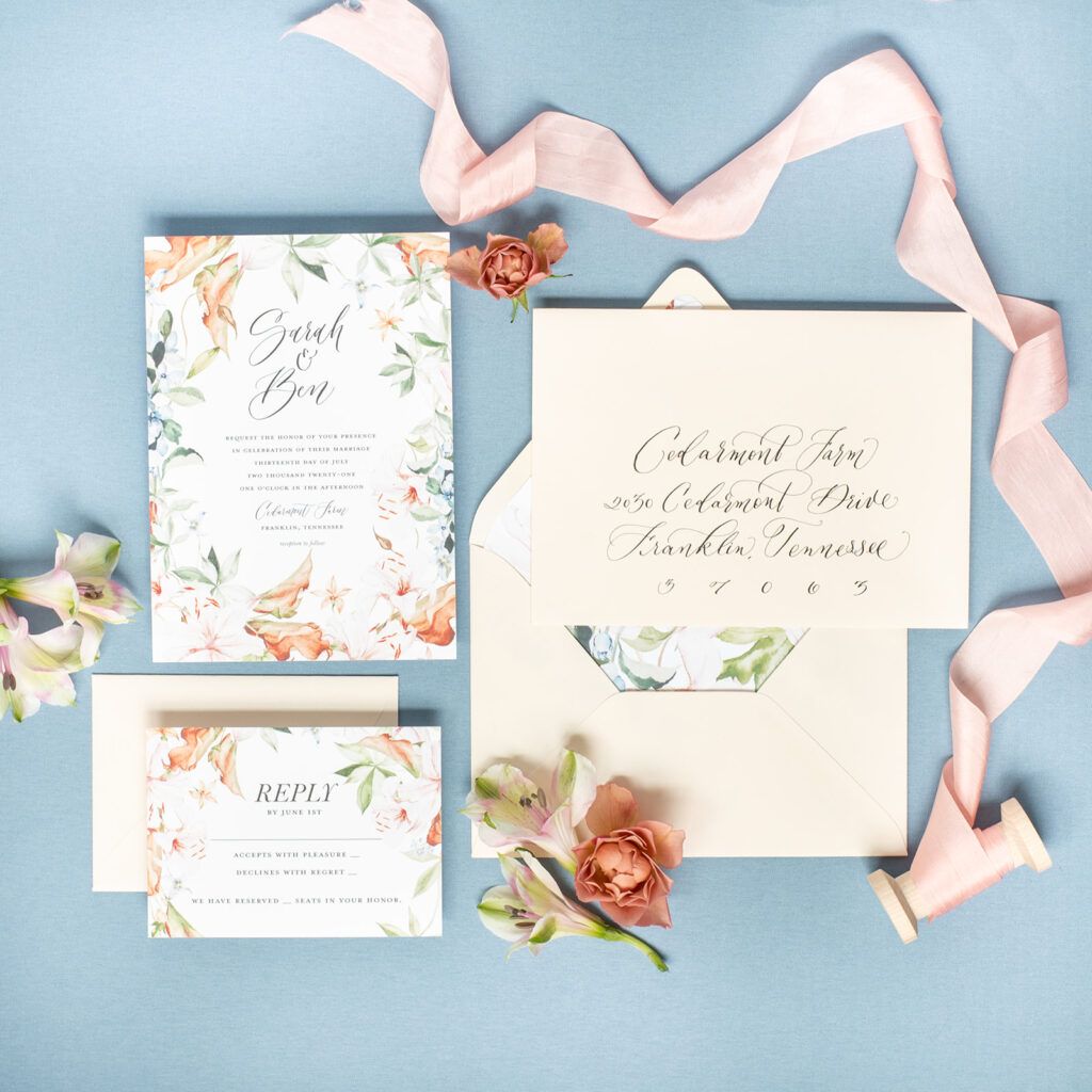White Ink Printed Wedding Invitations