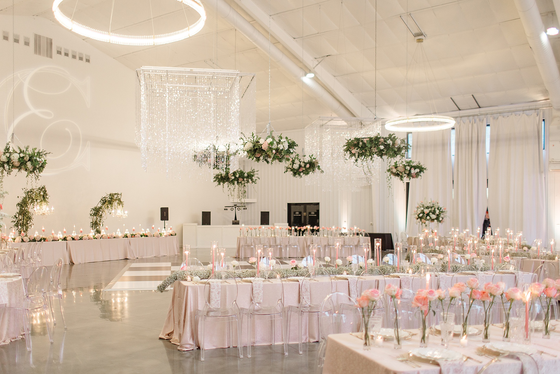 Elevated Pink-Inspired Wedding reception at Diamond Creek Farms