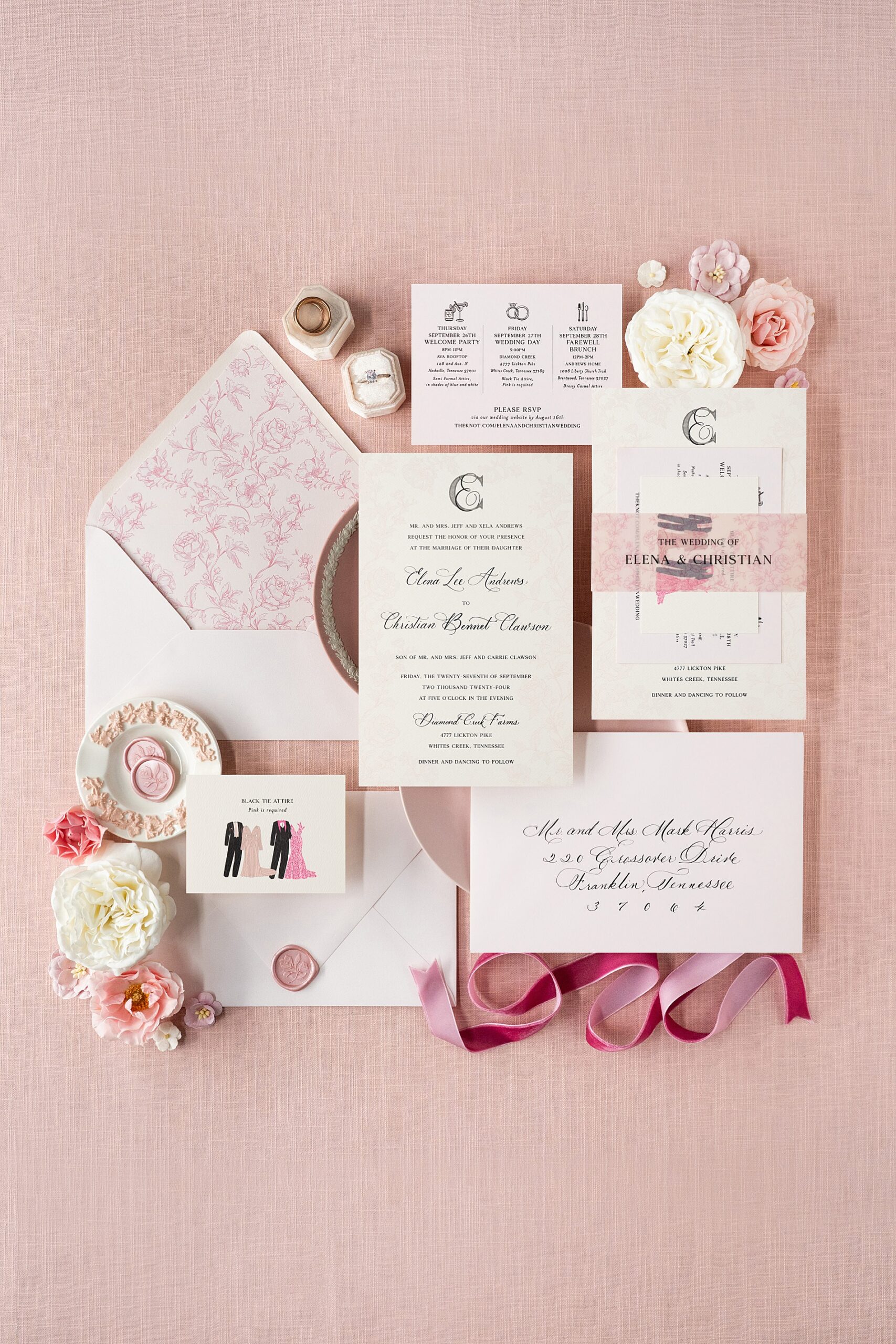 wedding invitation suite by White Ink Calligraphy