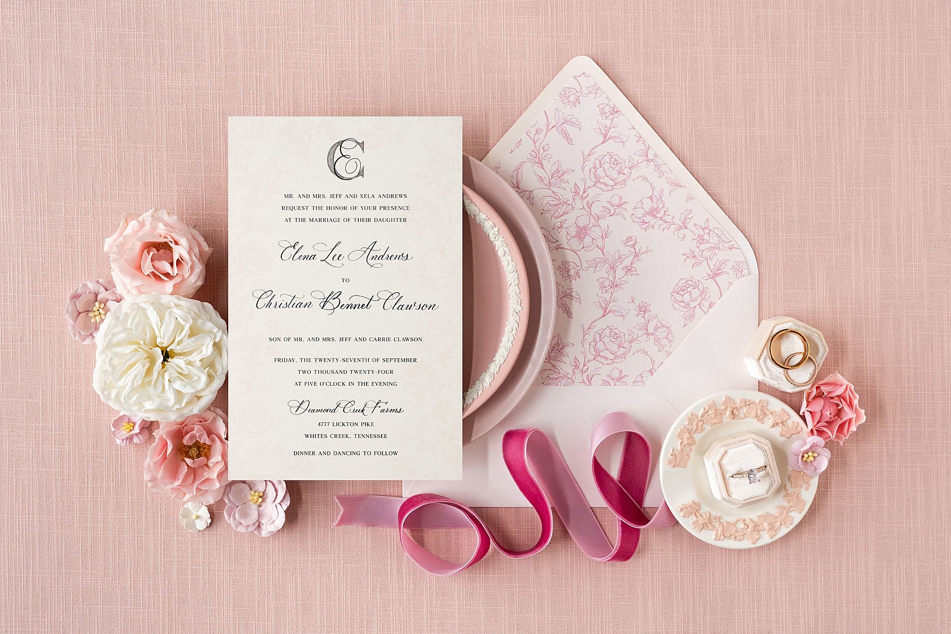 custom wedding invitation and envelope