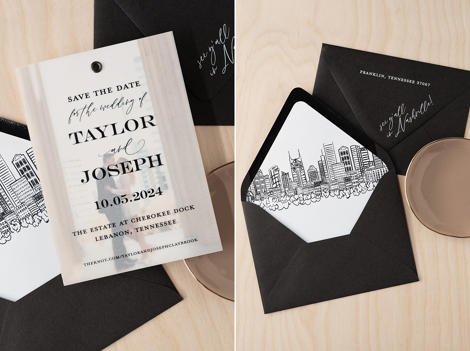 No Boring Save The Dates | Unique + Custom Designs to Announce Your Wedding | Nashville save the dates by White Ink Calligraphy + Co.