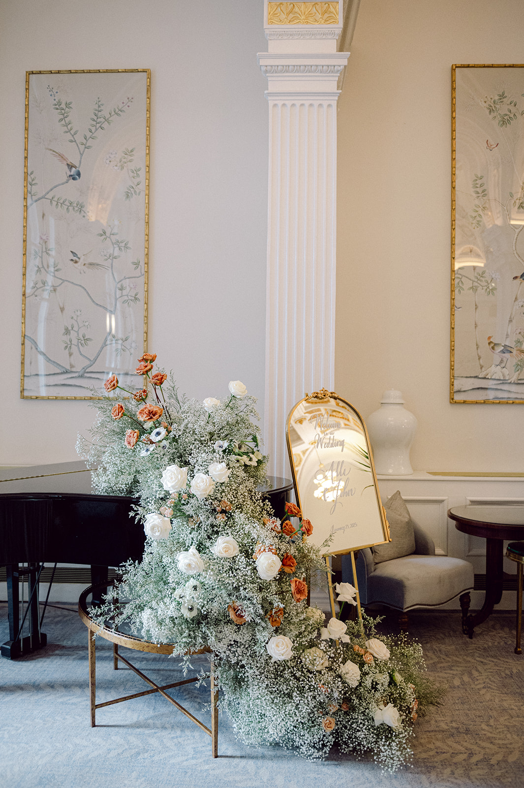 mirror welcome sign from Nashville wedding at Hermitage Hotel