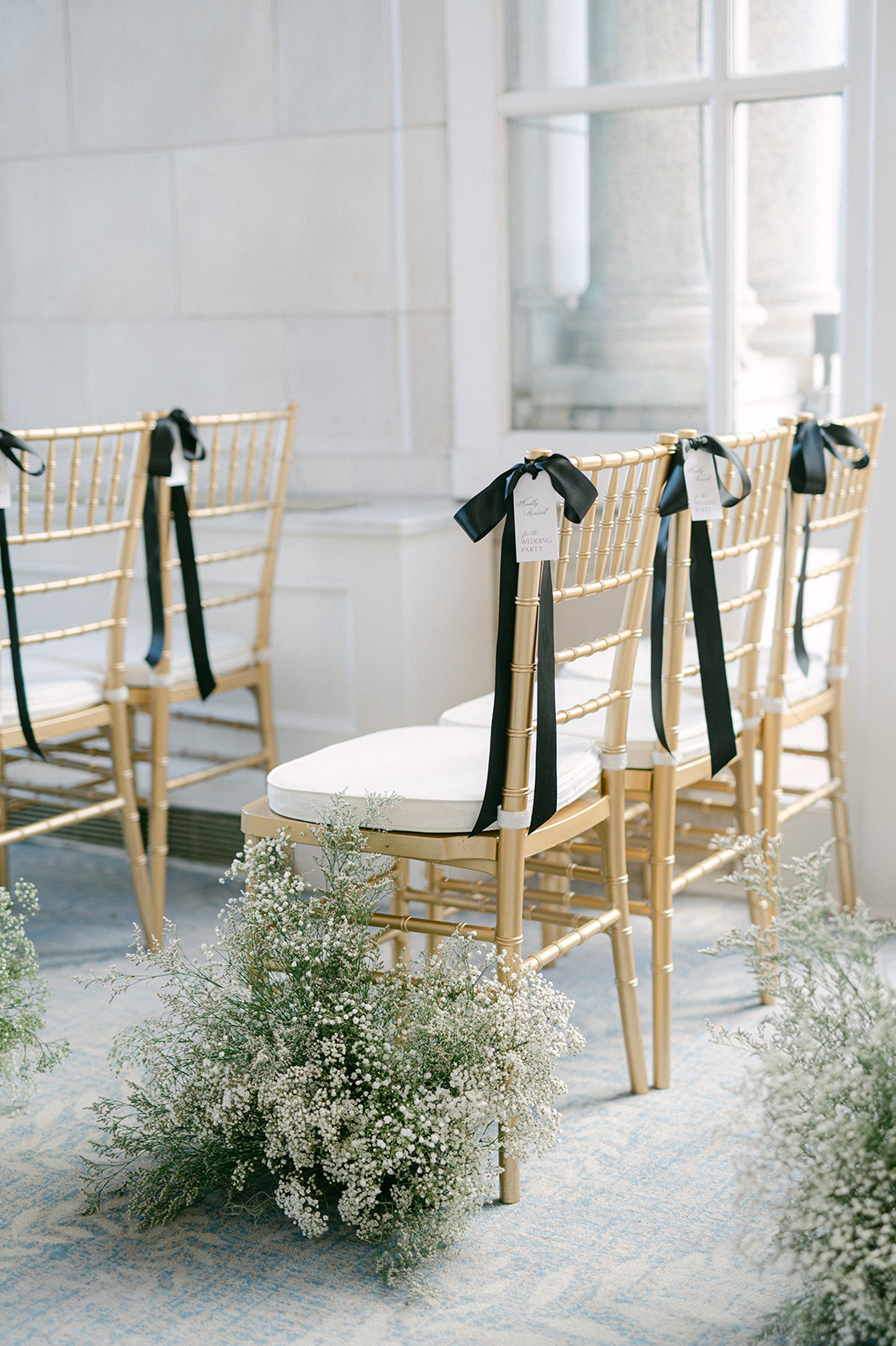 reserved seating markers from bride and groom's family 