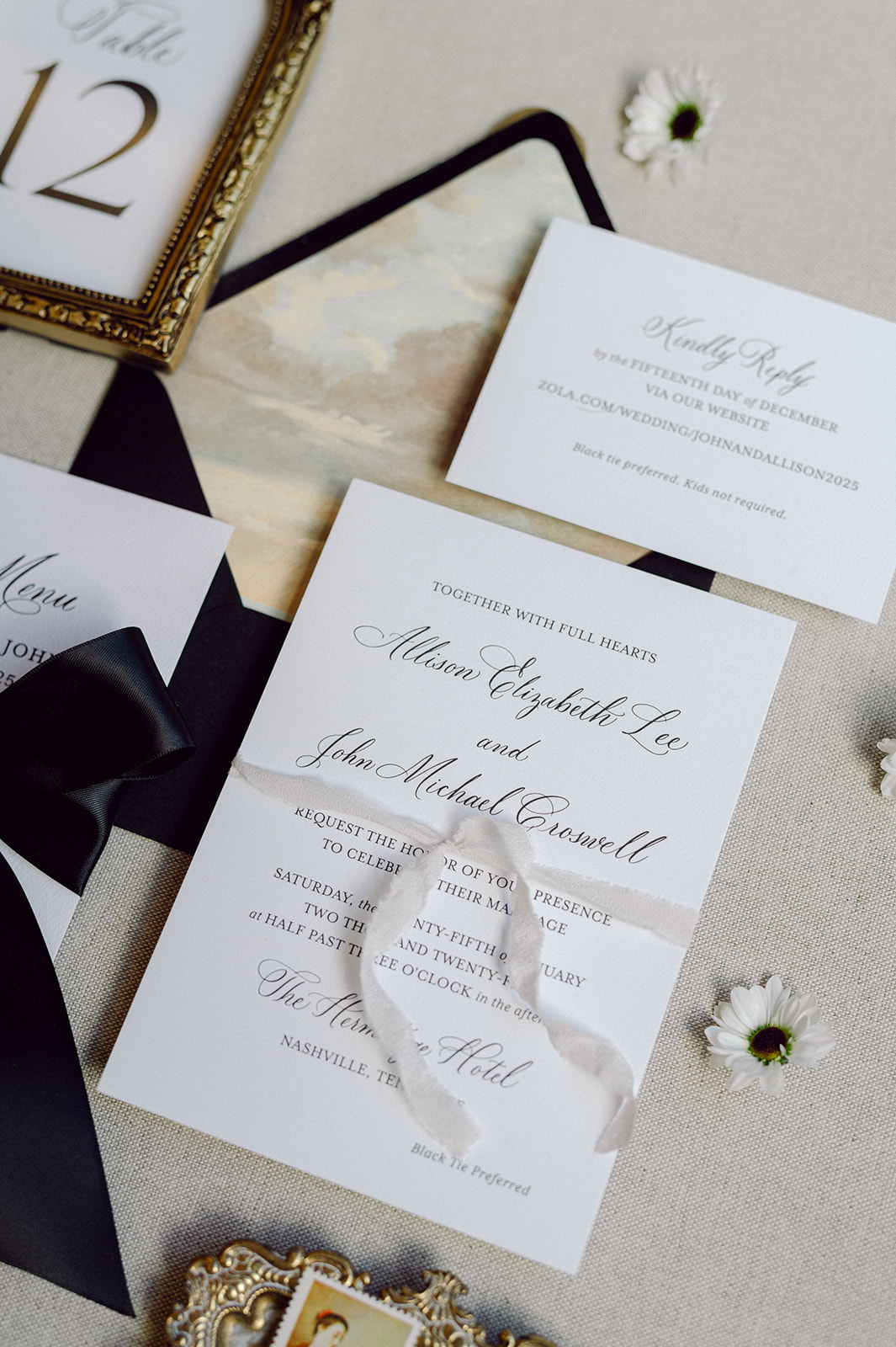 classic and elegant invitation suite by Nashville Calligraphy and stationery studio