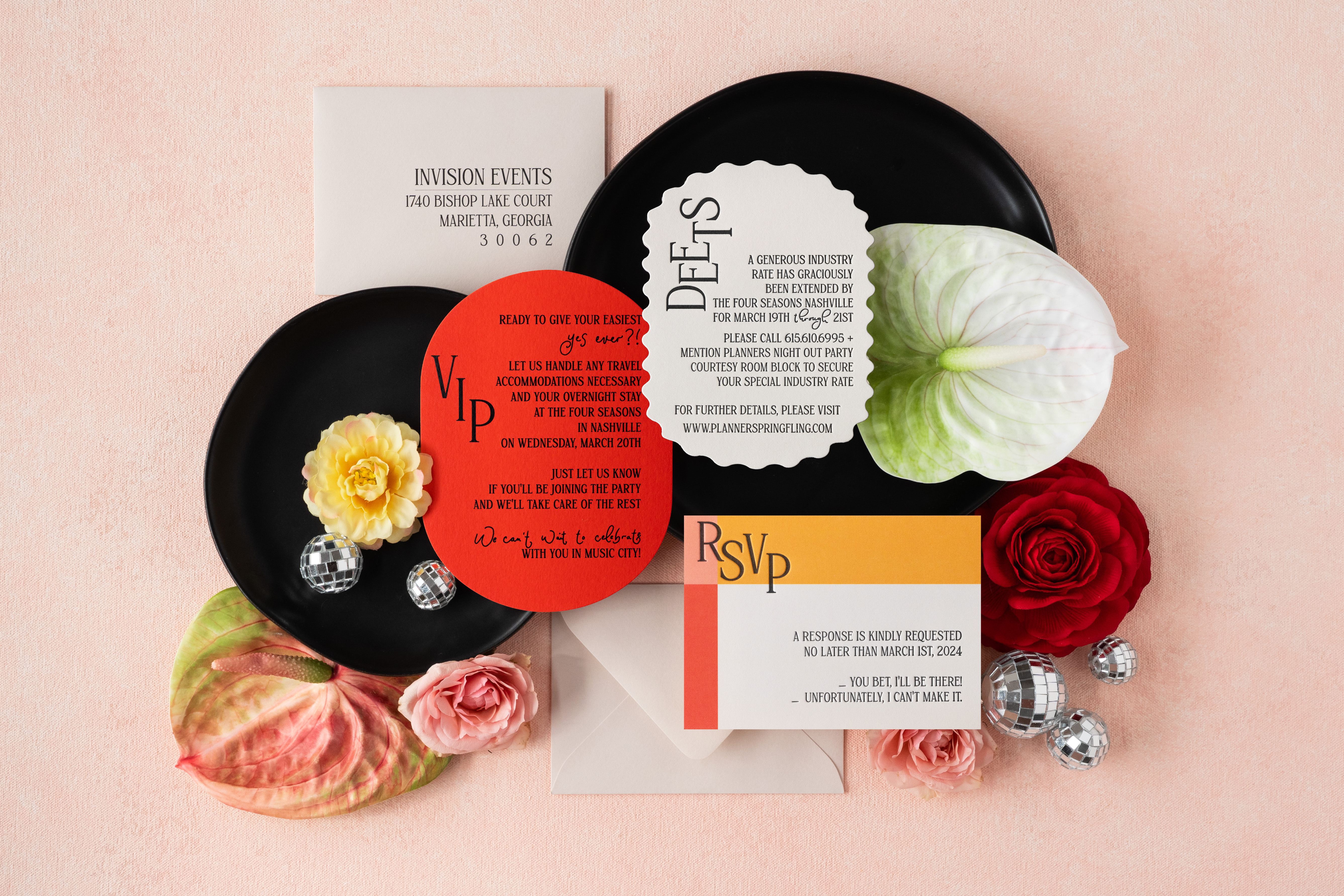 invitation suite from spring fling event in Nashville 